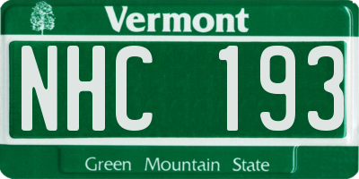 VT license plate NHC193