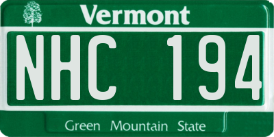 VT license plate NHC194