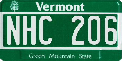VT license plate NHC206