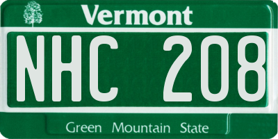 VT license plate NHC208