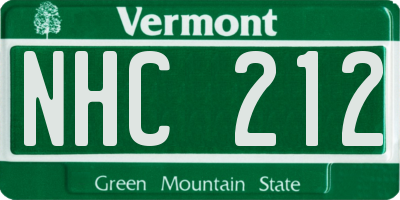 VT license plate NHC212