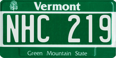 VT license plate NHC219