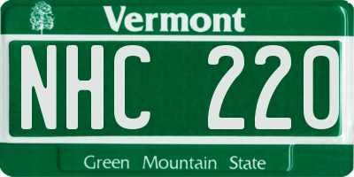 VT license plate NHC220