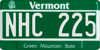 VT license plate NHC225