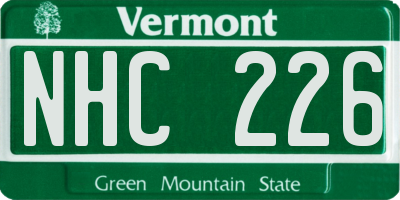 VT license plate NHC226