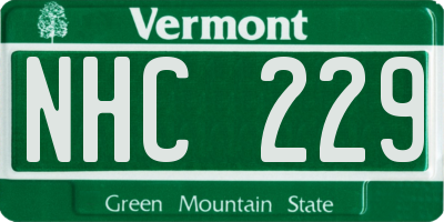VT license plate NHC229