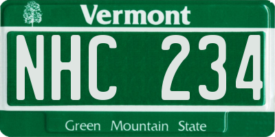 VT license plate NHC234