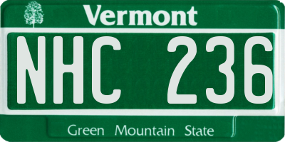 VT license plate NHC236
