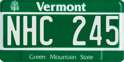 VT license plate NHC245
