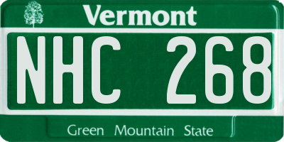 VT license plate NHC268