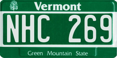 VT license plate NHC269