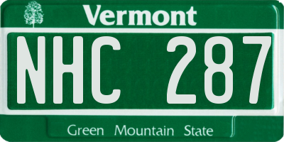 VT license plate NHC287