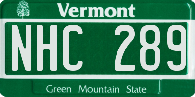 VT license plate NHC289