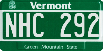 VT license plate NHC292