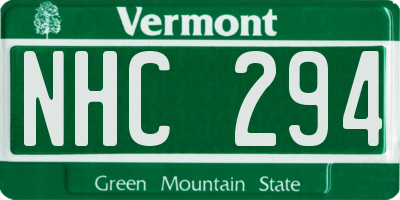 VT license plate NHC294