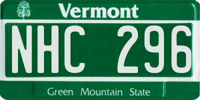 VT license plate NHC296