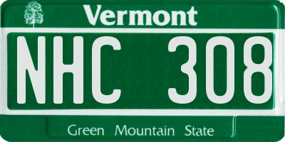 VT license plate NHC308
