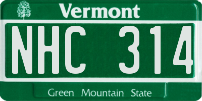 VT license plate NHC314