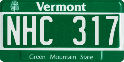 VT license plate NHC317