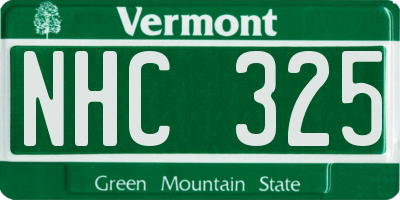 VT license plate NHC325