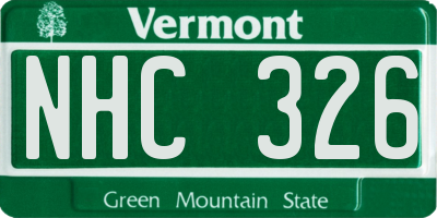 VT license plate NHC326