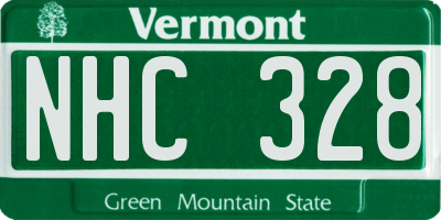 VT license plate NHC328