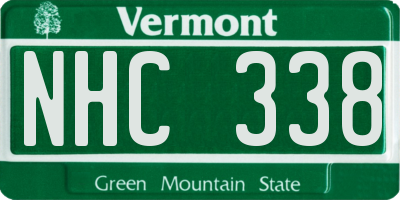 VT license plate NHC338