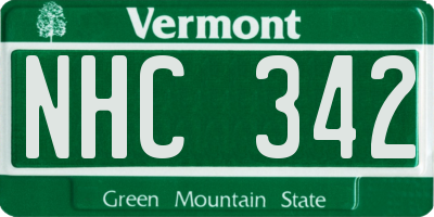 VT license plate NHC342