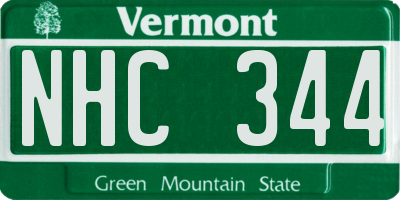 VT license plate NHC344