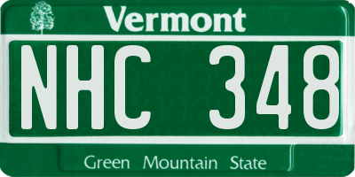 VT license plate NHC348