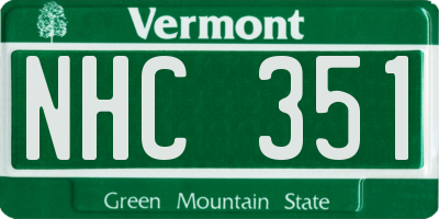 VT license plate NHC351