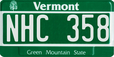 VT license plate NHC358