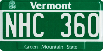 VT license plate NHC360