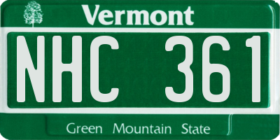 VT license plate NHC361