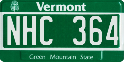 VT license plate NHC364