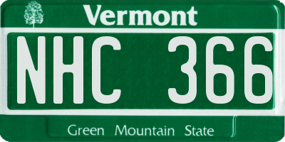VT license plate NHC366