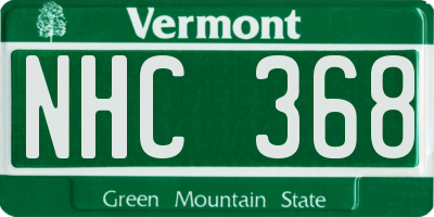 VT license plate NHC368