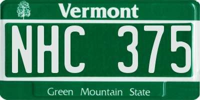 VT license plate NHC375
