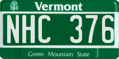 VT license plate NHC376