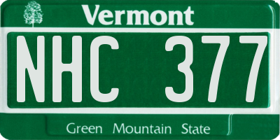VT license plate NHC377