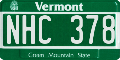 VT license plate NHC378