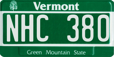 VT license plate NHC380
