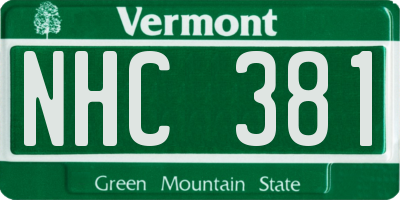 VT license plate NHC381