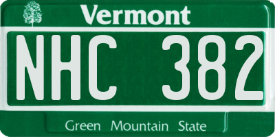 VT license plate NHC382