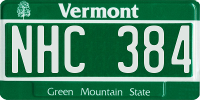 VT license plate NHC384
