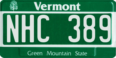 VT license plate NHC389