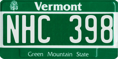 VT license plate NHC398