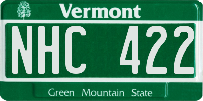 VT license plate NHC422