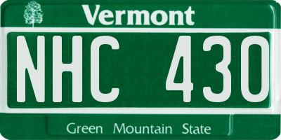 VT license plate NHC430