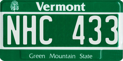 VT license plate NHC433